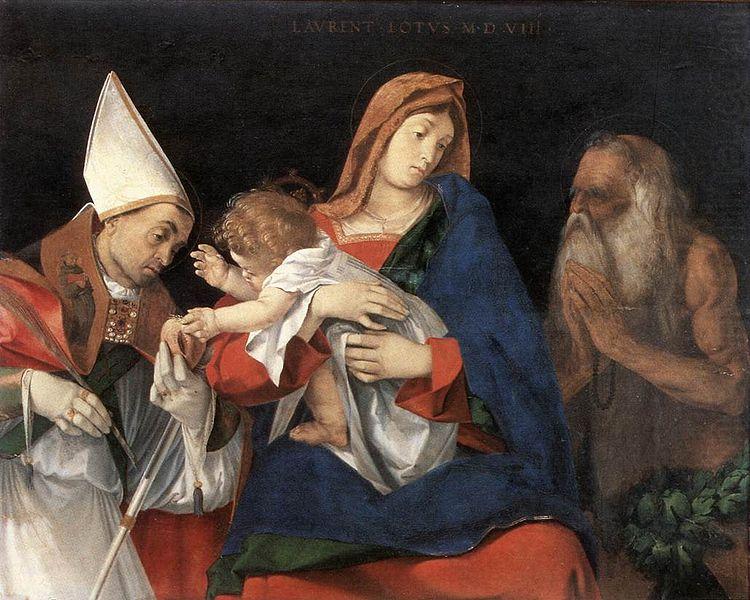 Madonna and Child with St Ignatius of Antioch and St Onophrius, Lorenzo Lotto